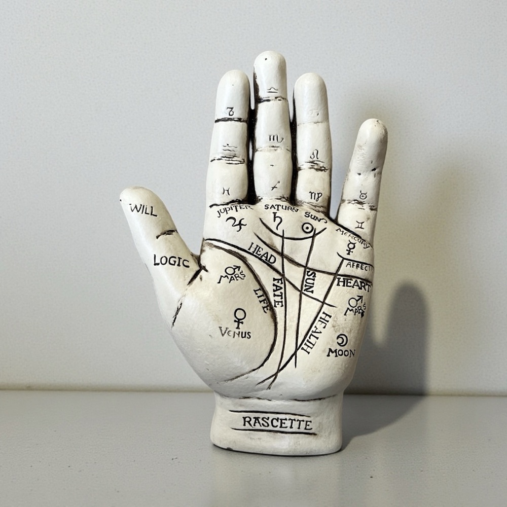 NWOT Fortune Telling Palm Reading Palmistry Hand Model Sculpture Trinket Dish